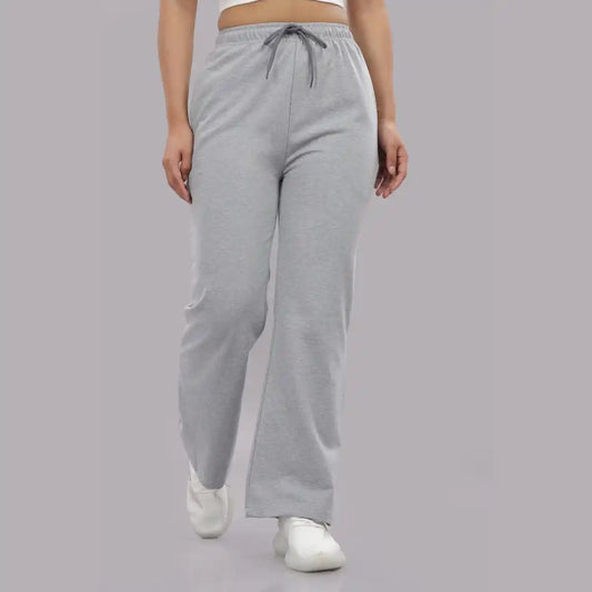 Women's Solid Cotton Rich Baggy Track Pant