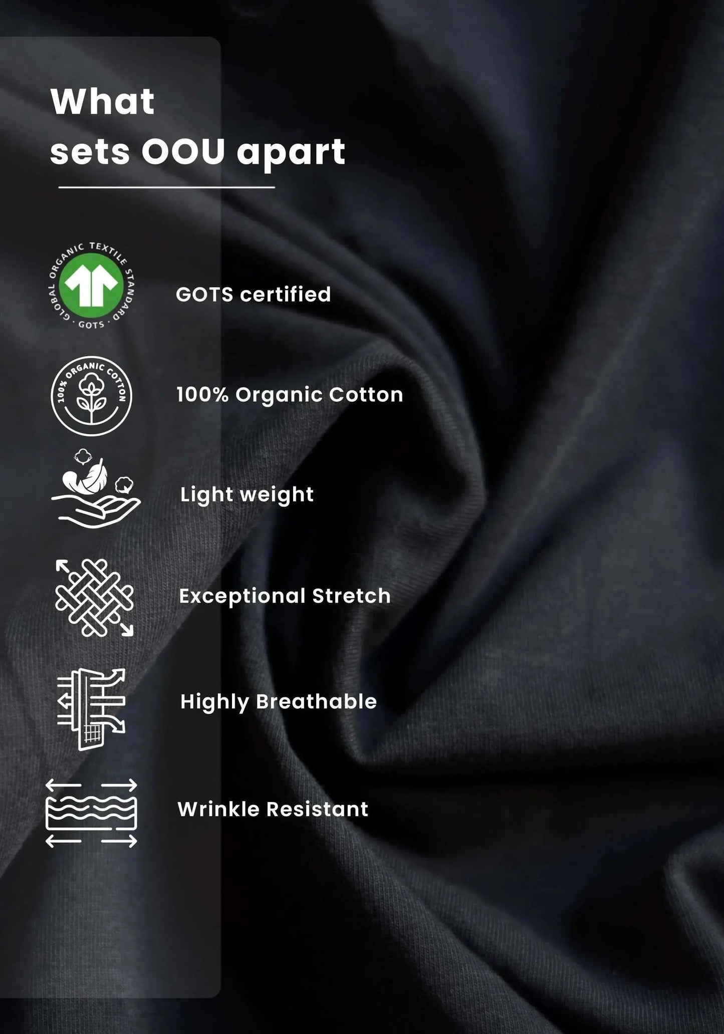Close-up of black fabric showcasing features of women's relaxed fit black tee by Stylera