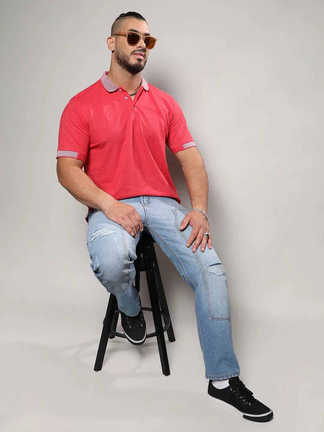 Stylish Polo Neck Solid Casual T-Shirt