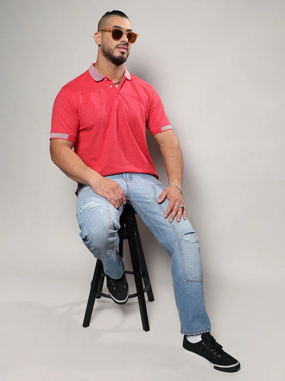 Stylish Polo Neck Solid Casual T-Shirt