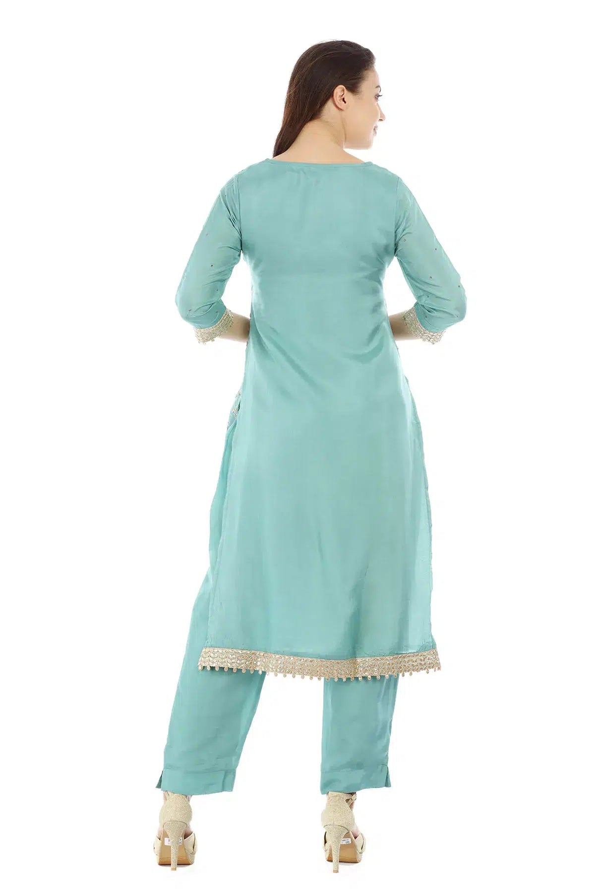 Light Blue Opada Embellished Ensemble Kurti
