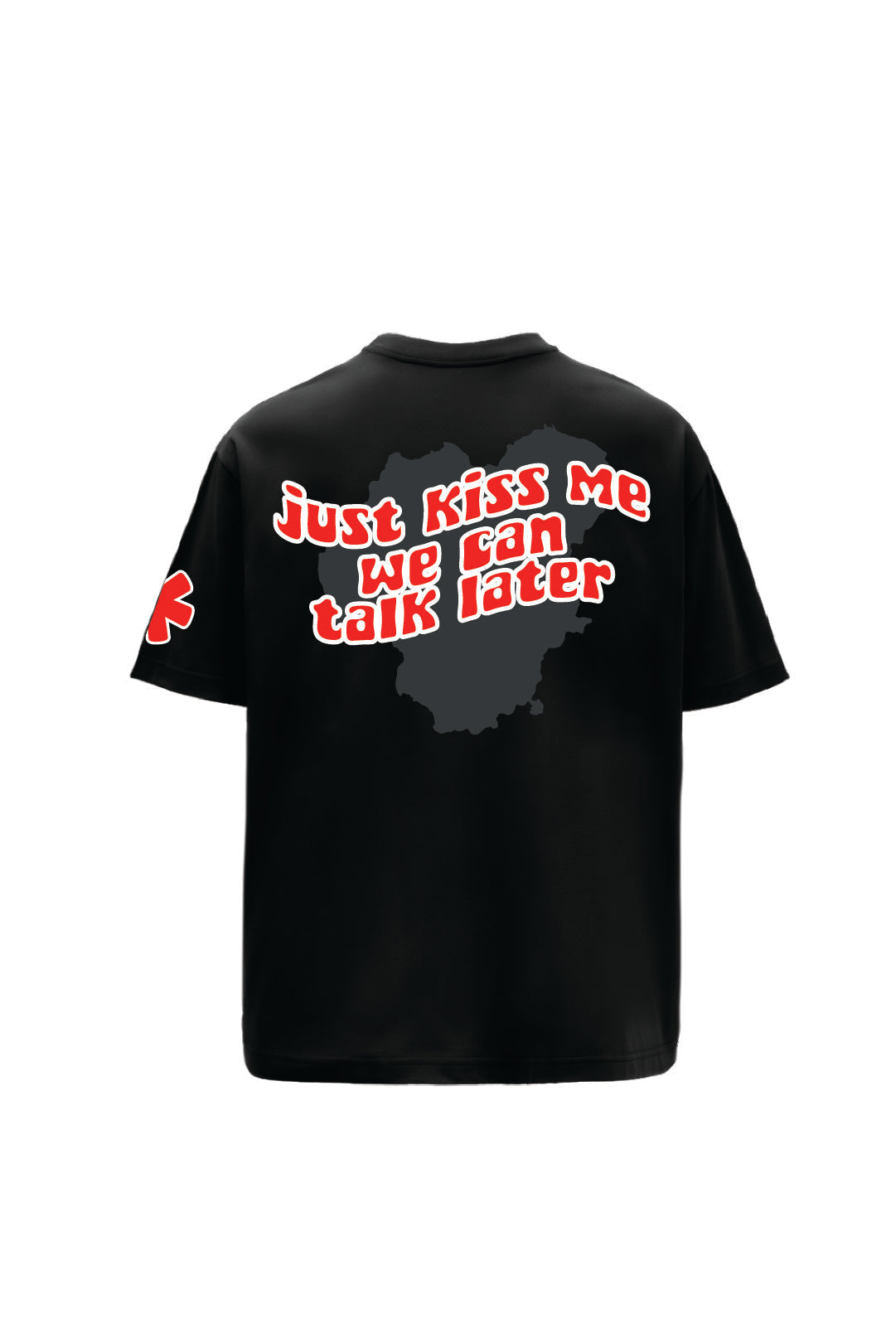 Talk Later Printed Black Oversized T-Shirt Main Character