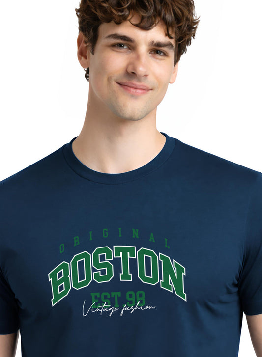 Adro Mens Boston City Printed Tshirt | Athletic Stylish Summer College Cotton T-shirt | Sporty Comfortable T shirts | Regular Fit