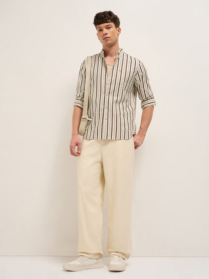 Multicolor Vertical Stripe Slim Fit Cotton Casual Shirt