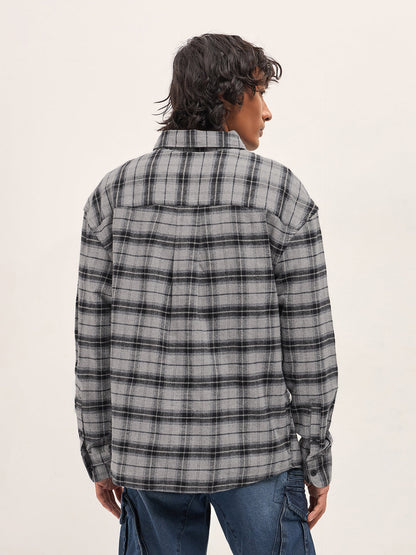 Grey Flannel Woven Checks Relaxed Fit Casual Shirt