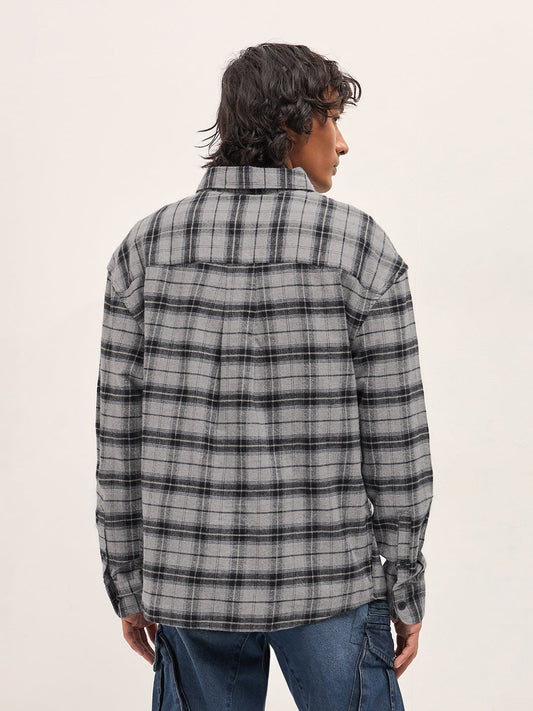 Grey Flannel Woven Checks Relaxed Fit Casual Shirt
