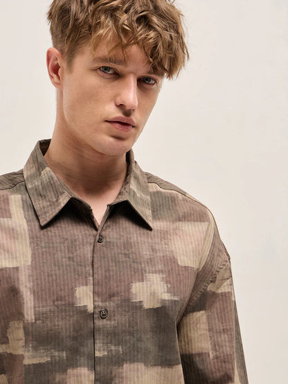 Men's Abstract Brushstroke Overshirt