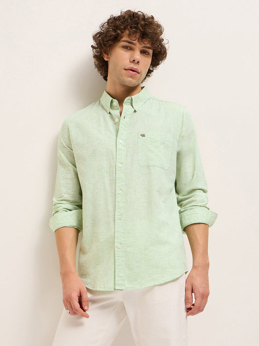 Light Green Slim Fit Solid Casual Shirt