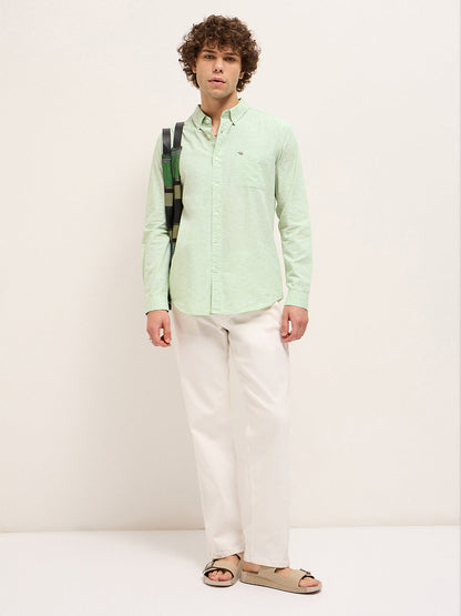 Light Green Slim Fit Solid Casual Shirt