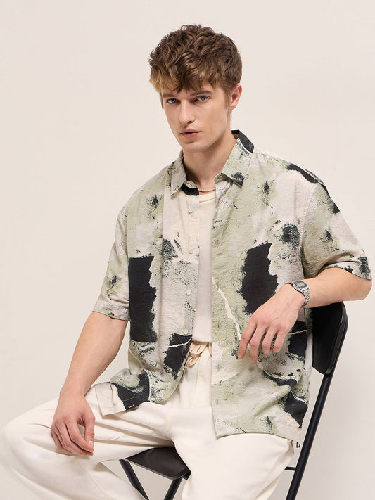 Multi-Color Abstract Digital Print Relax Fit Casual Shirt