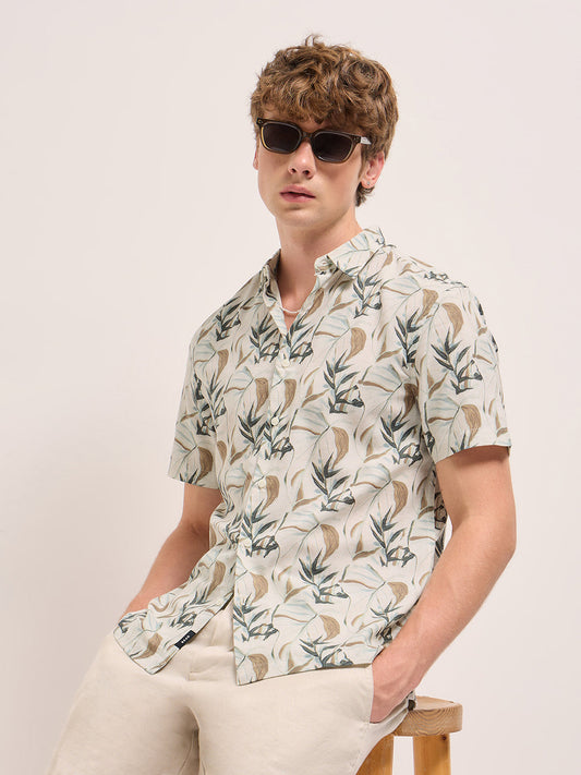 Multi-Color abstract botanical print Relax Fit Casual shirt