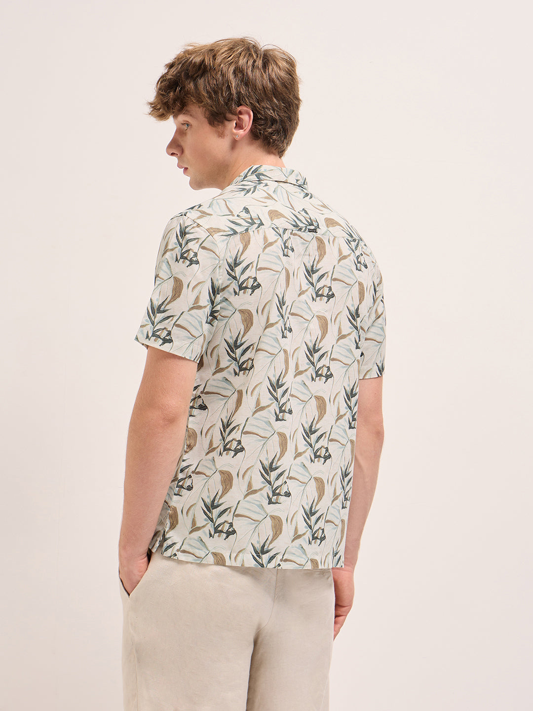 Multi-Color abstract botanical print Relax Fit Casual shirt