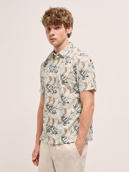 Multi-Color abstract botanical print Relax Fit Casual shirt