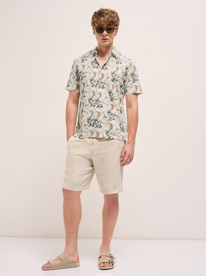 Multi-Color abstract botanical print Relax Fit Casual shirt