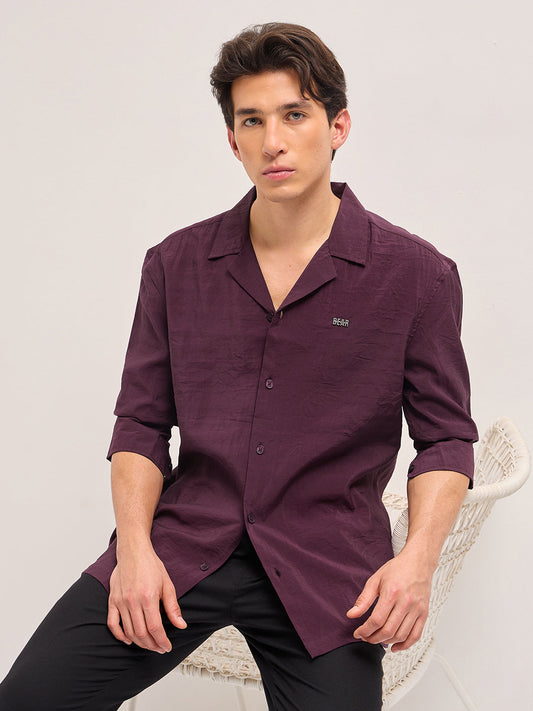 Maroon Lenzing Modal Solid Oversize Fit Casual Shirt