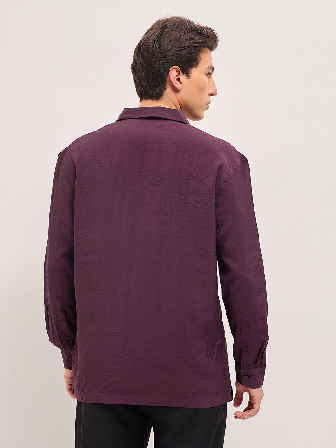 Maroon Lenzing Modal Solid Oversize Fit Casual Shirt