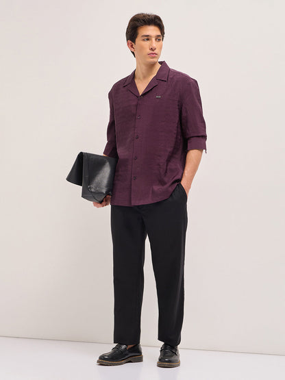 Maroon Lenzing Modal Solid Oversize Fit Casual Shirt