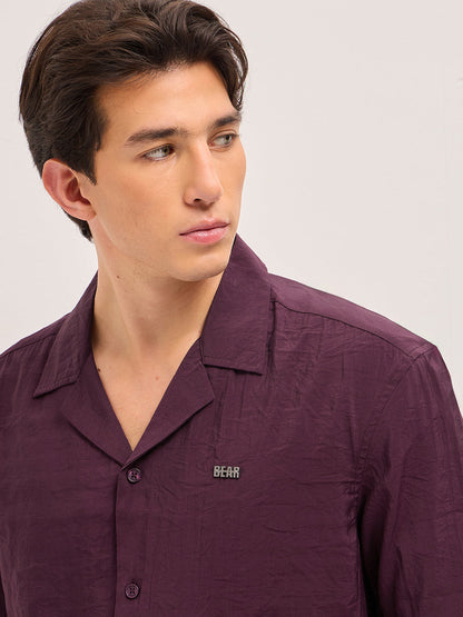 Maroon Lenzing Modal Solid Oversize Fit Casual Shirt