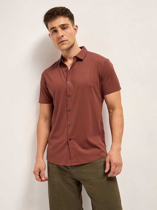 Brick Red Water Repellent with Seamless Edges High Performance Shirt