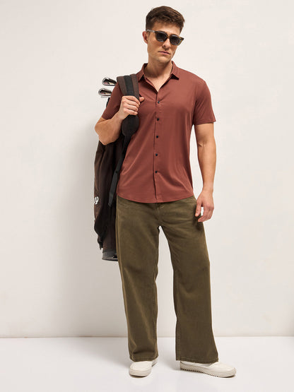 Brick Red Water Repellent with Seamless Edges High Performance Shirt