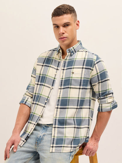 Multicolor Woven Checks Slim Fit Casual Shirt