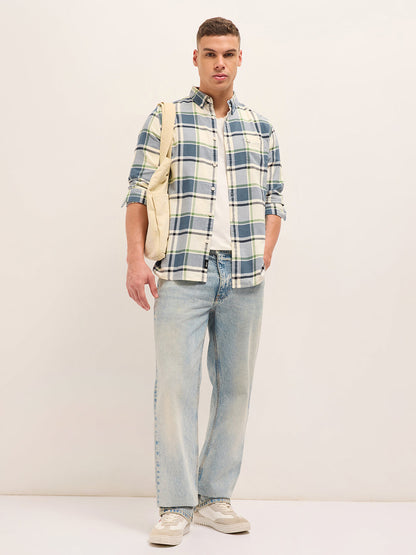 Multicolor Woven Checks Slim Fit Casual Shirt