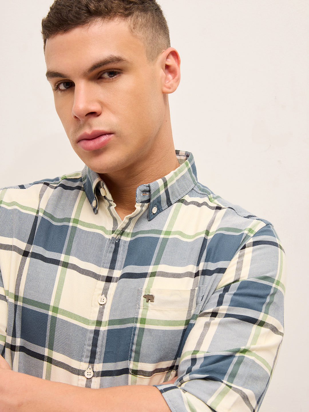 Multicolor Woven Checks Slim Fit Casual Shirt