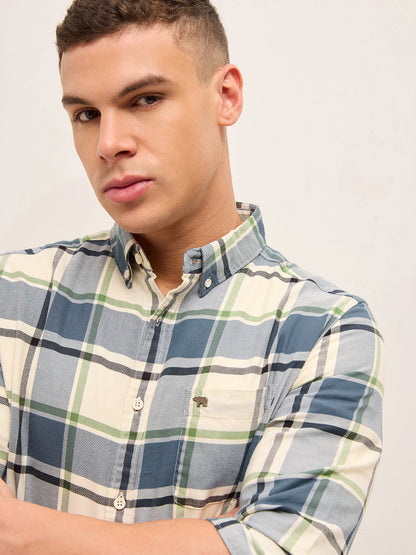 Multicolor Woven Checks Slim Fit Casual Shirt