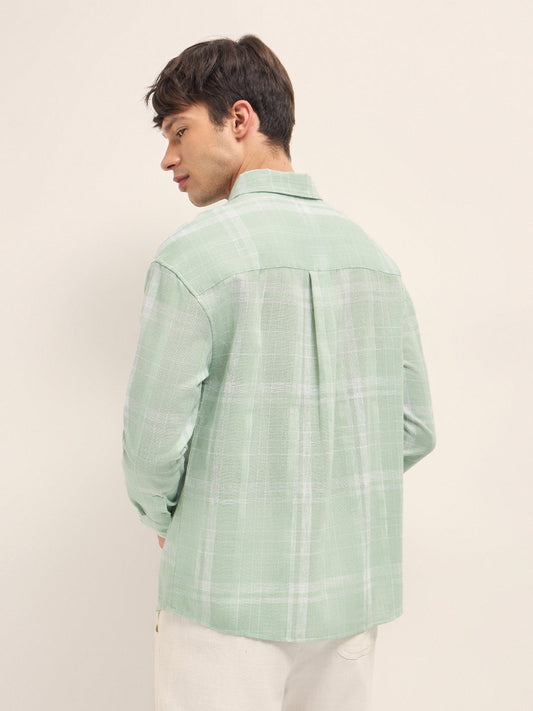 Green Woven Checks Relaxed Fit Casual Shirt
