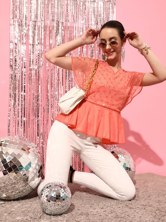 Embellished Peplum Top