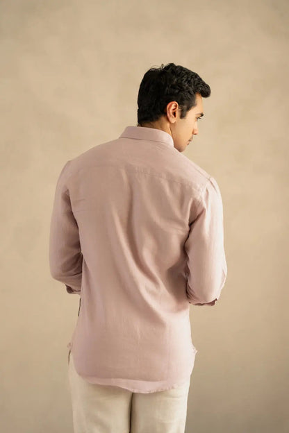 Men's Linen Soft Touch Twilight Mauve Shirt Vellure