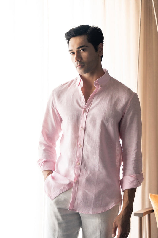 Men's Linen Soft Touch Frosty Pink Shirt