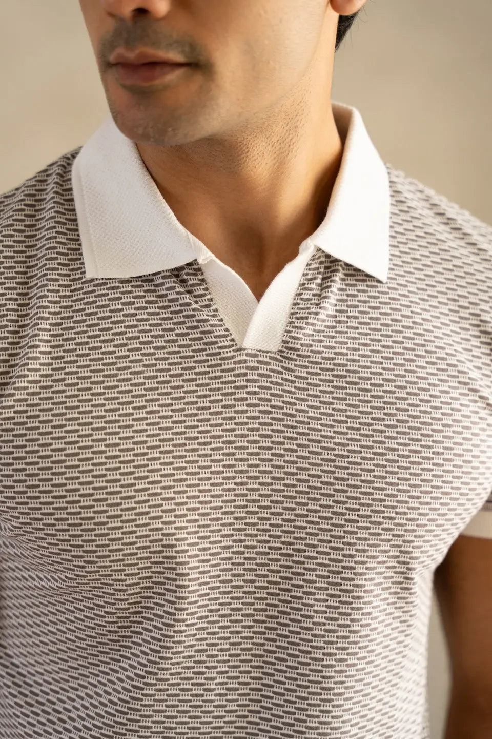 Men's Mercerised Jacquard Ash Grey Polo Vellure