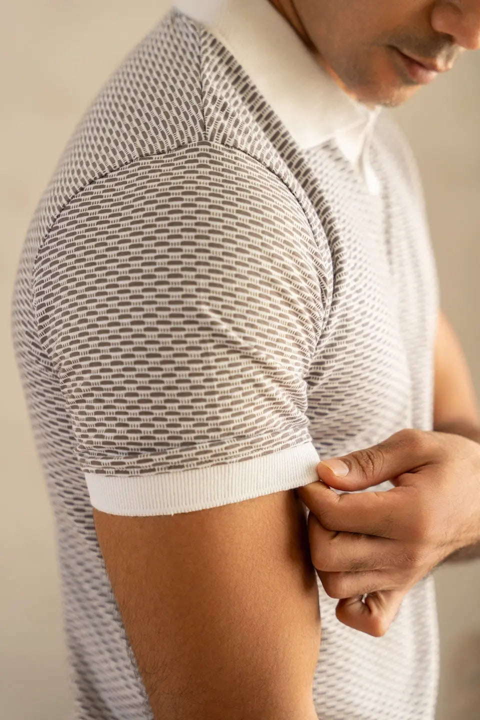 Men's Mercerised Jacquard Ash Grey Polo Vellure