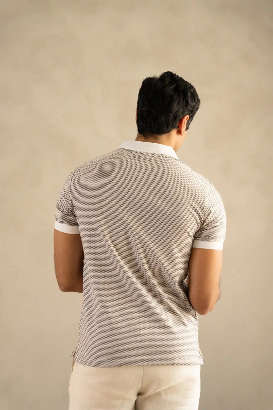 Men's Mercerised Jacquard Ash Grey Polo Vellure