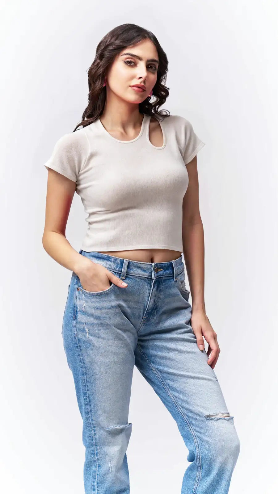 Cotton Fitted Tear Drop Shoulder