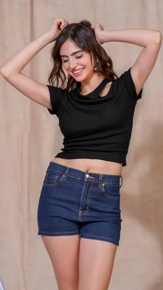 Cotton Fitted Tear Drop Shoulder