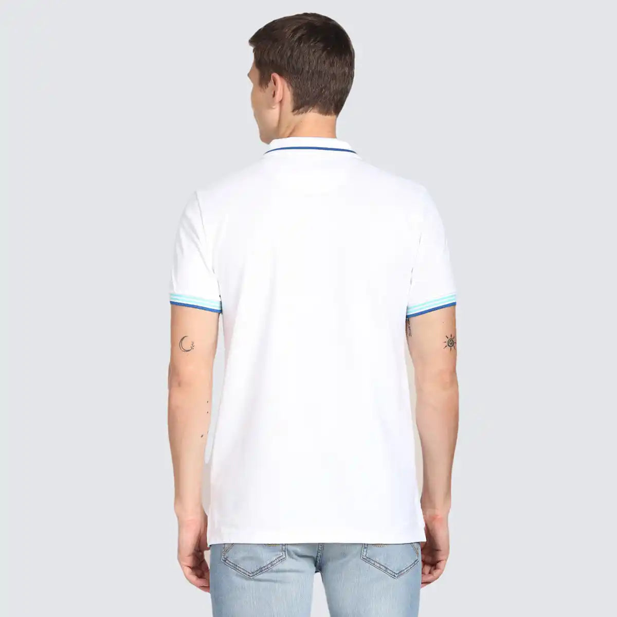 Men's Striped Hem Cotton Polo Shirt