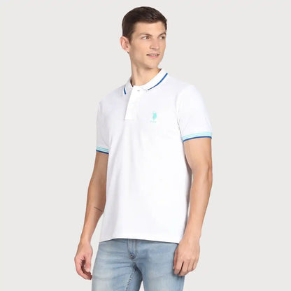 Men's Striped Hem Cotton Polo Shirt