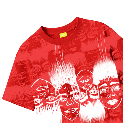 Static Jungle Round Neck Printed Red T-Shirt