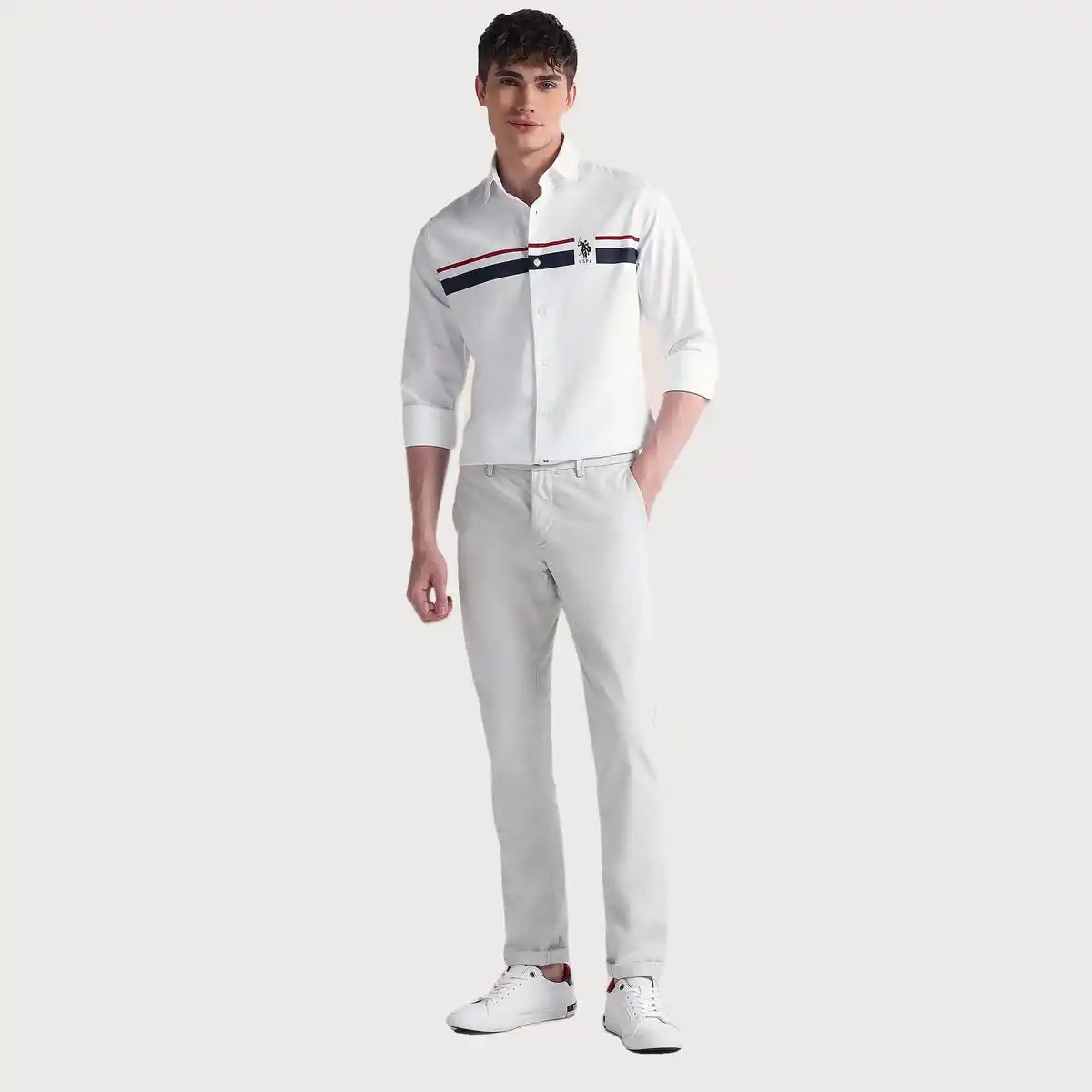 Men's Tailored Fit Cotton Striped Casual Shirt