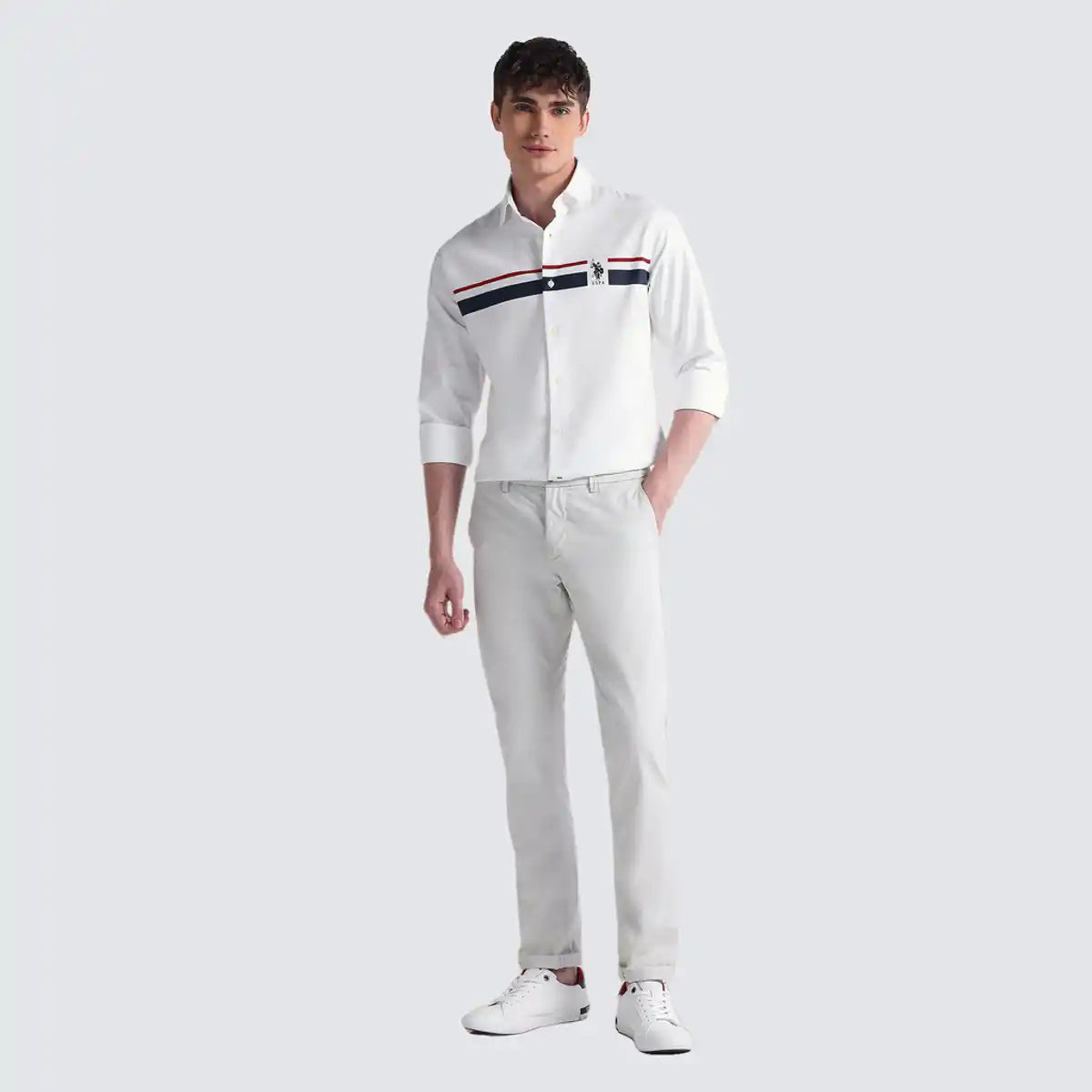 Men's Tailored Fit Cotton Striped Casual Shirt