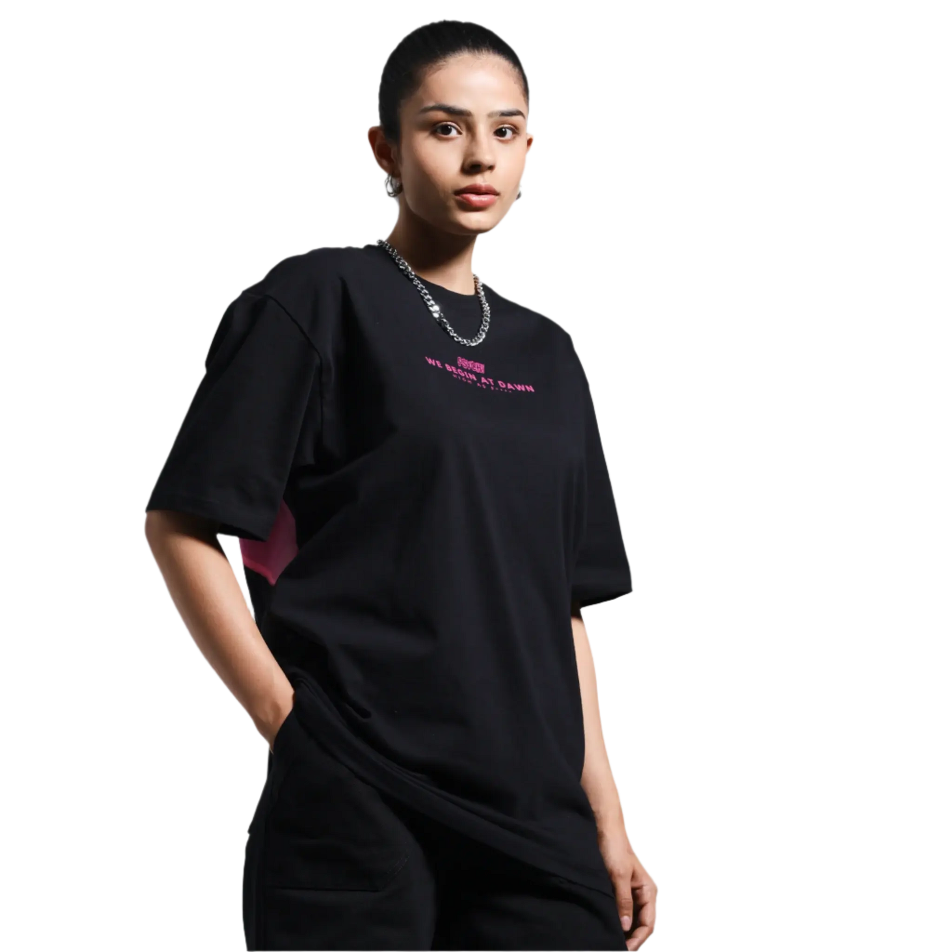 Night Club Round Neck Printed Black T-Shirt FLYAF