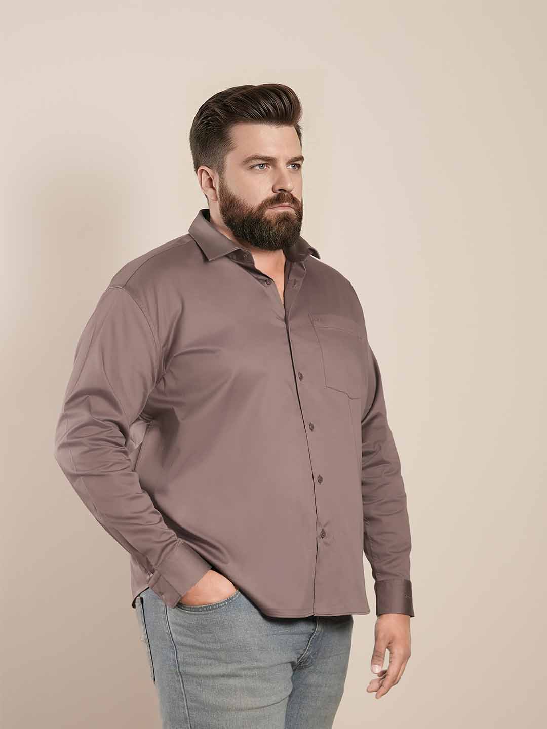 Dusty Rose Beige Regular Fit Formal Satin Shirt for men (PRITO)