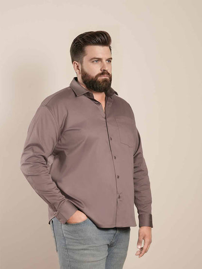 Dusty Rose Beige Regular Fit Formal Satin Shirt for men (PRITO)