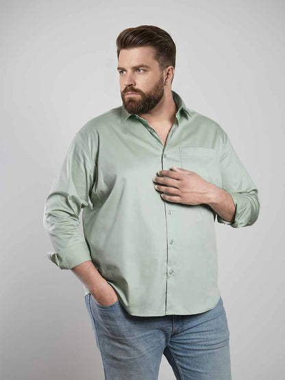 Green Regular Fit Formal Satin Shirt for men (TADEO)