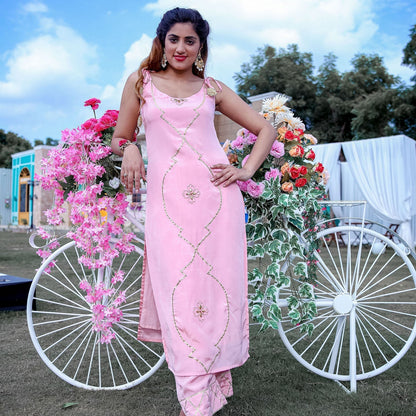 Peach Zero Gota Kurta Set