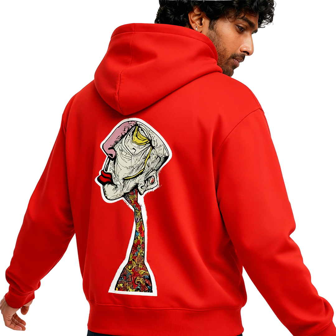 Enigma Gaze Printed Red Hoodie