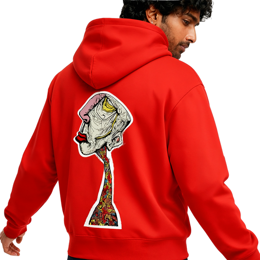 Enigma Gaze Printed Red Hoodie