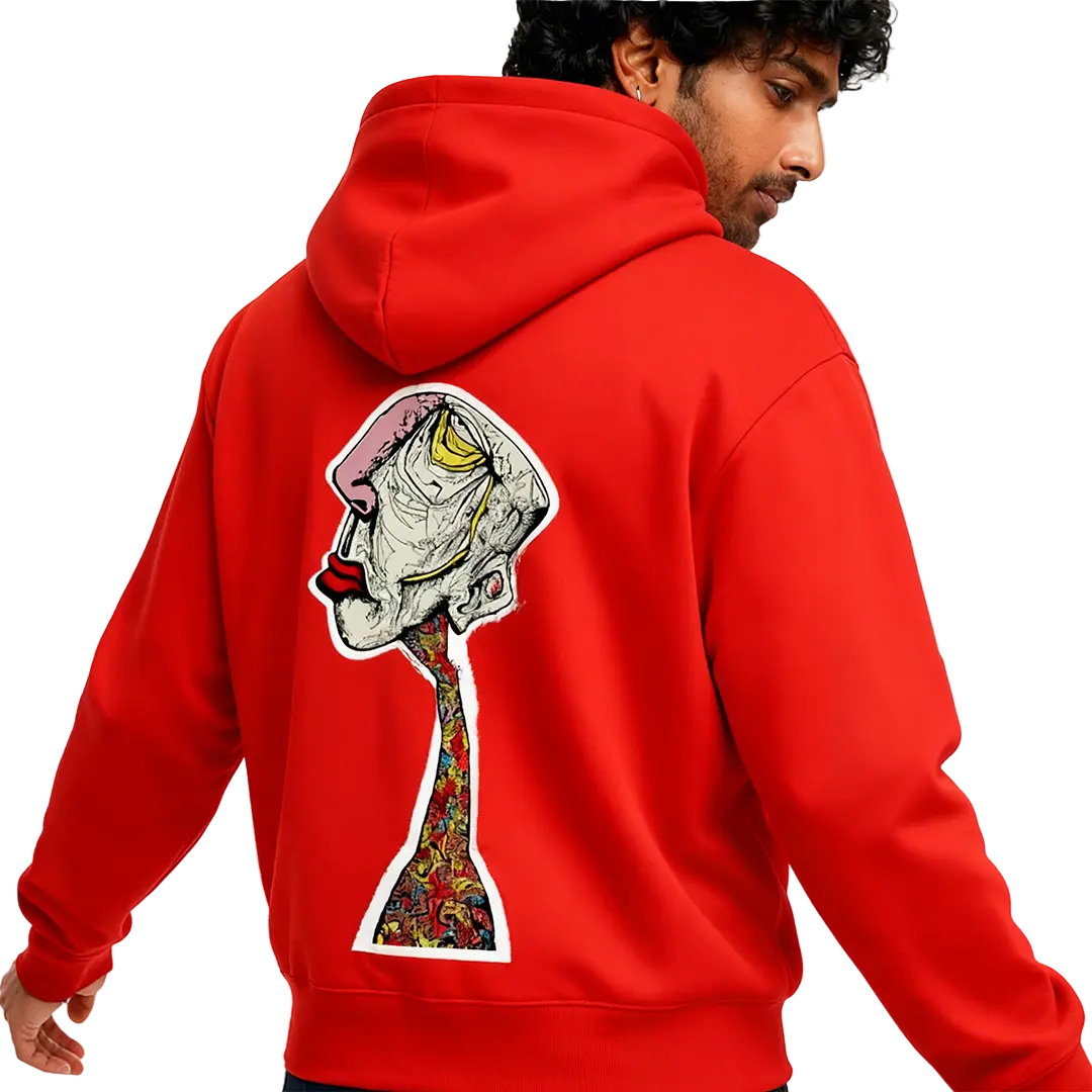 Enigma Gaze Printed Red Hoodie FLYAF